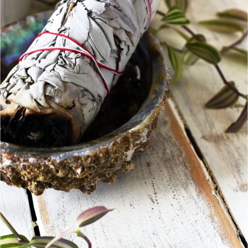 Stock photo of sage bundle for energy purification and spiritual cleansing rituals.