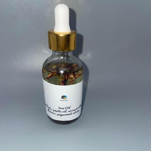Bottle of Yoni Oil for soothing, balancing, and intimate care